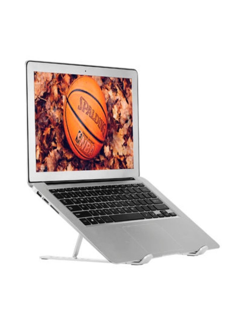 ELTRAZONE 7-Level Adjustable Aluminum Alloy Foldable Laptop Stand in Silver – Portable, Lightweight, Ergonomic Design for Improved Posture and Cooling, Compatible with Laptops, Tablets, and Notebooks - Image 4