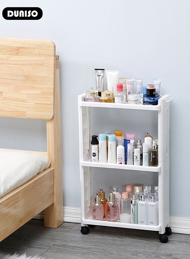 DUNISO 3-Layer Narrow Storage Cabinet  with Drawers Wheels -Waterproof Drawer Cart Bathroom Storage Cabinet Box Plastic Transparent Bathroom Storage Containers for Small Spaces,Toilet, Kitchen,Bedroom,Office Laundry Living Room  - Image 5