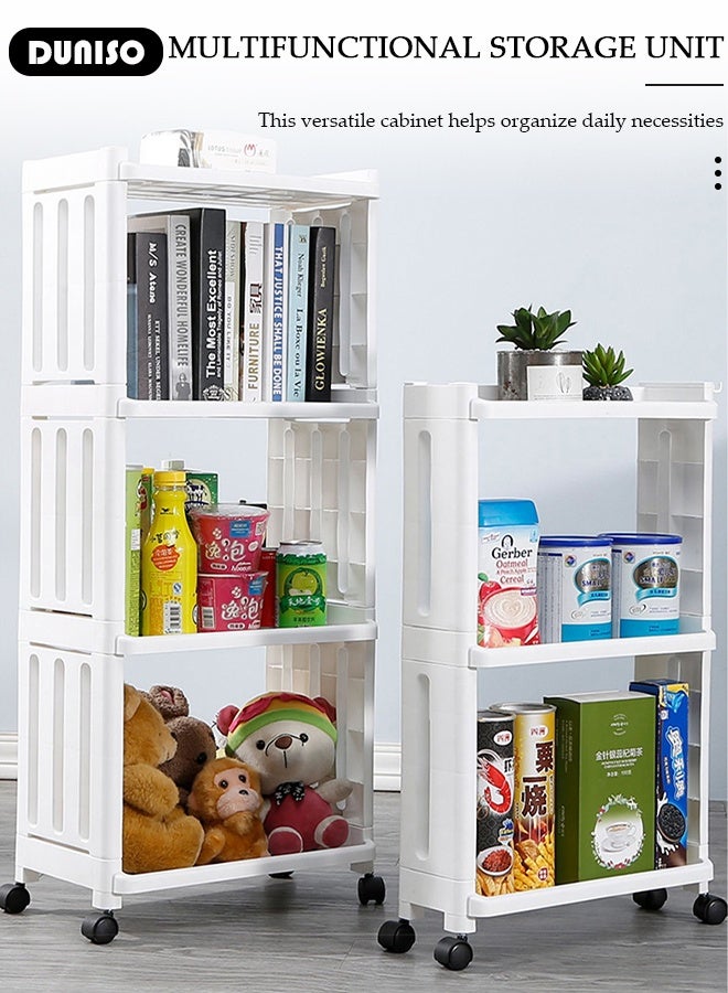 DUNISO 3-Layer Narrow Storage Cabinet  with Drawers Wheels -Waterproof Drawer Cart Bathroom Storage Cabinet Box Plastic Transparent Bathroom Storage Containers for Small Spaces,Toilet, Kitchen,Bedroom,Office Laundry Living Room  - Image 3