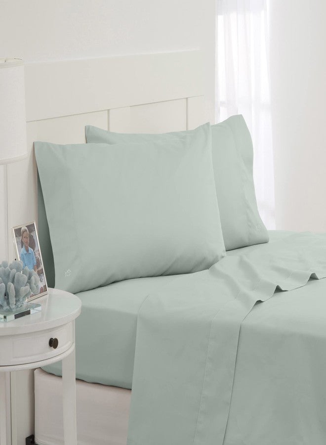 Southern Tide Cotton Twill 200 Thread Count 4-Piece Queen Size Sheet Set - 100% Cotton - Soft & Cozy - Bed Sheet Set - Deep Pocket - Easy Care - Green Sheet Set (Queen, Green) - Image 1