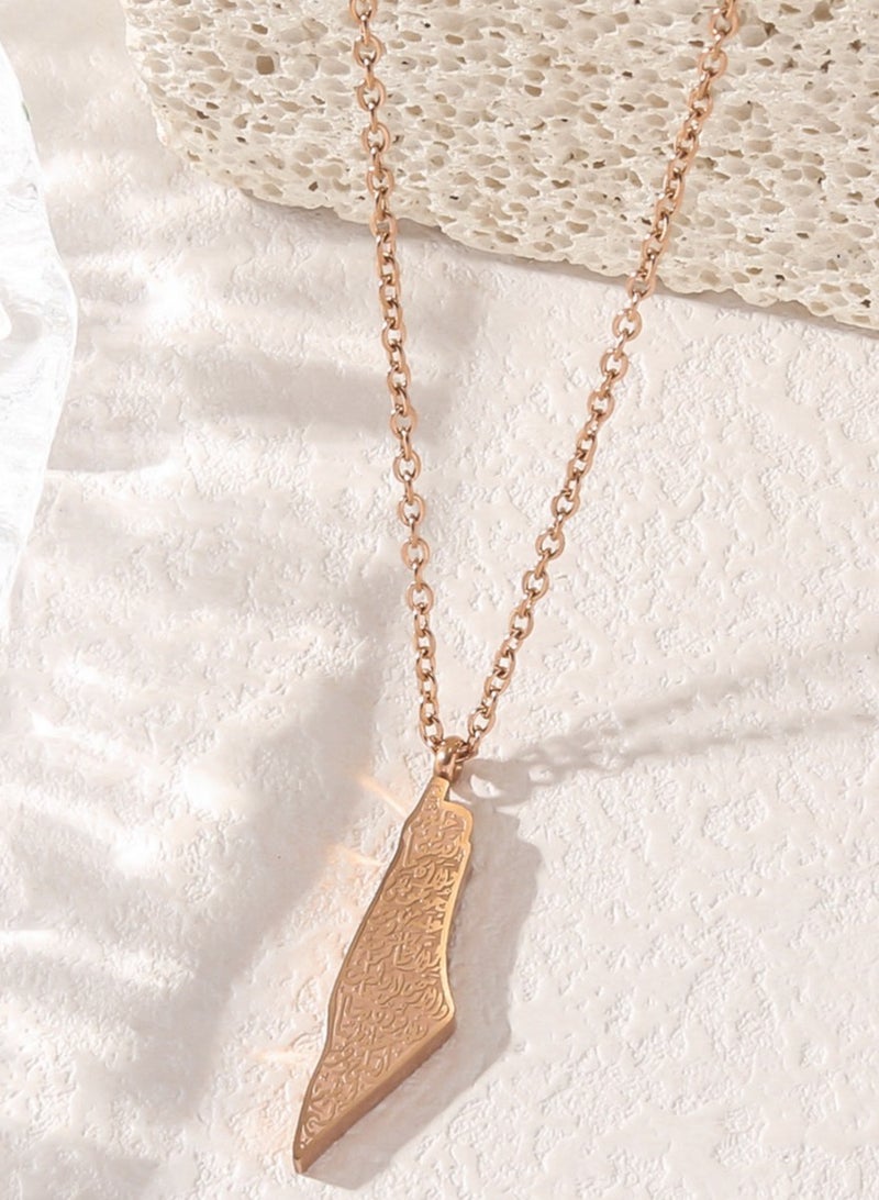 Mark Fairwhale Stainless Steel Palestine Map Double-Sided Pendant  - Image 1