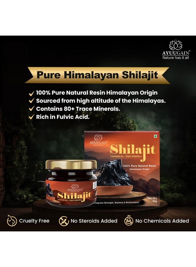 AYUUGAIN Shilajit Pure Himalayan Resin | 100% Natural Lab Tested Original Shilajit for Men and Women | 250mg per Serving and 120 Total Servings | Immunity, Strength, Stamina & Power -30g (Pack of 2) - Image 2