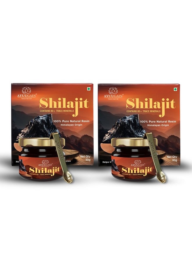 AYUUGAIN Shilajit Pure Himalayan Resin | 100% Natural Lab Tested Original Shilajit for Men and Women | 250mg per Serving and 120 Total Servings | Immunity, Strength, Stamina & Power -30g (Pack of 2) - Image 1
