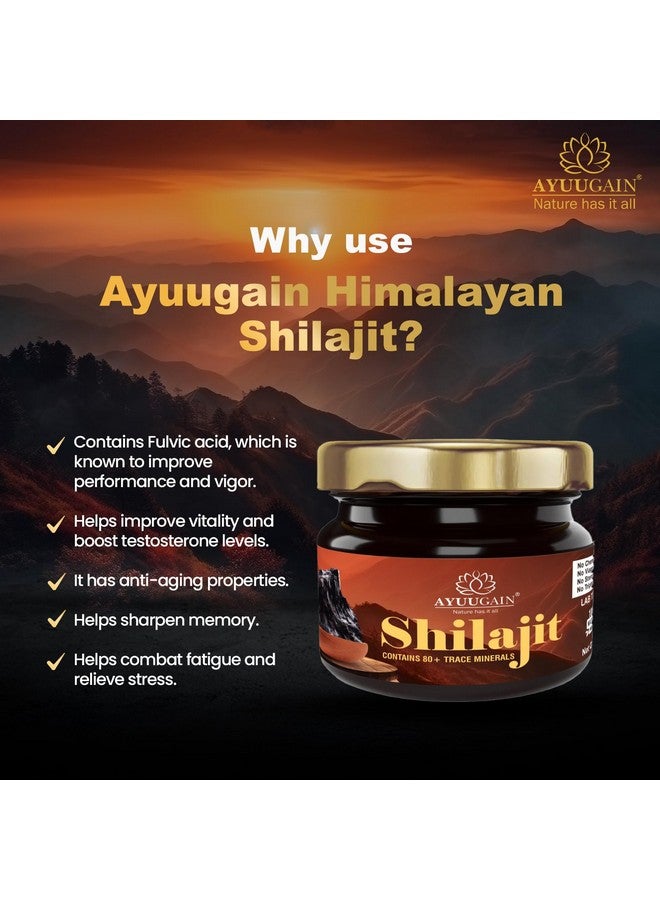 AYUUGAIN Shilajit Pure Himalayan Resin | 100% Natural Lab Tested Original Shilajit for Men and Women | 250mg per Serving and 120 Total Servings | Immunity, Strength, Stamina & Power -30g (Pack of 2) - Image 4