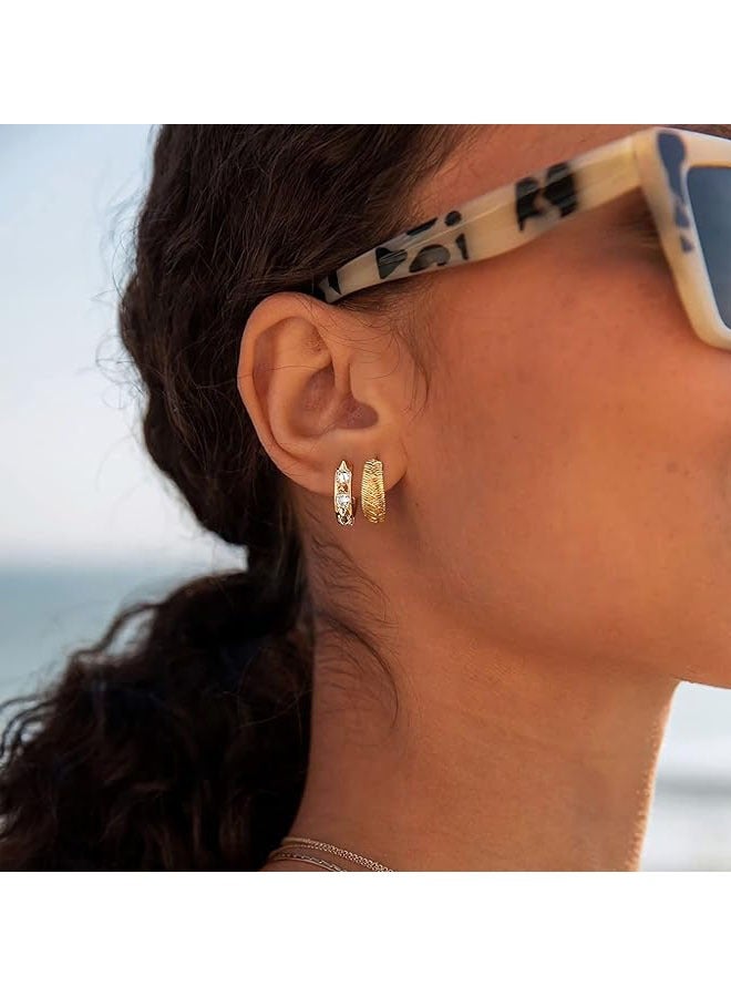 ميفيكو المرأة هاجي أقراط الذهب هوب 14K الذهب شغل صغيرة بسيطة اليدوية هيبوالرجينيك مجوهرات يومية - Image 2