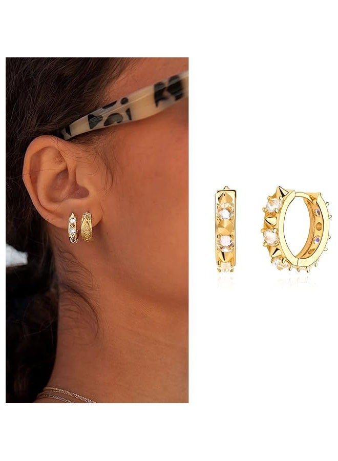 ميفيكو المرأة هاجي أقراط الذهب هوب 14K الذهب شغل صغيرة بسيطة اليدوية هيبوالرجينيك مجوهرات يومية - Image 3