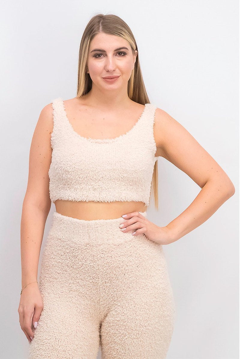 XOXO Women Round Neck Textured Sleeveless Crop Top, Pale Pink - Image 1