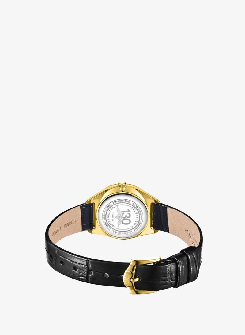 Rotary  Rotary Ladie's Ultra Slim Gold Plated Stainless Steel Black Leather Strap Watch - LS08013/01 for Women | Best Price UAE