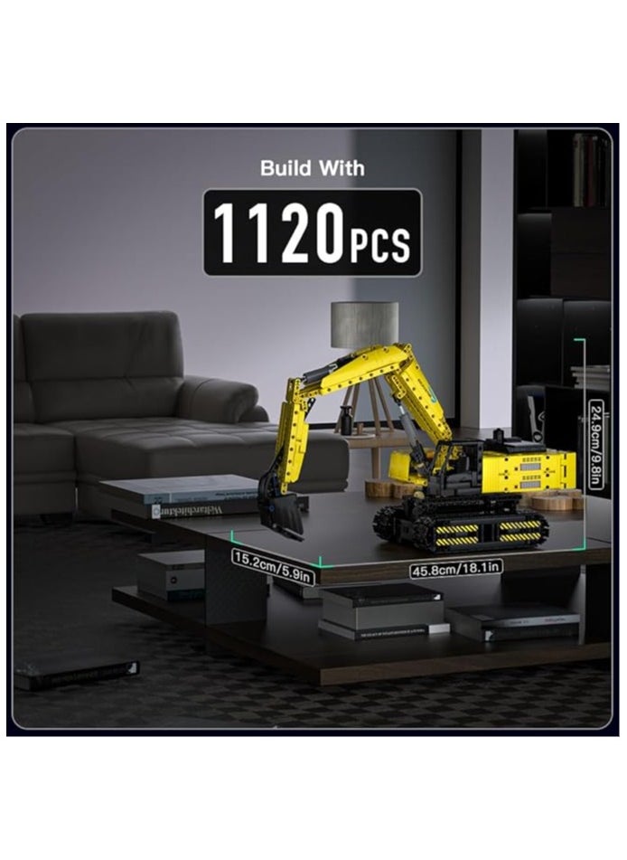 mould king - Mould King 15061 Construction Kit Heavy RC Excavator, Building Kit Construction Vehicle model, application and remote Control excavator building module, Excavator Kit for adults and children 8+ (1120 pieces) - Image 1