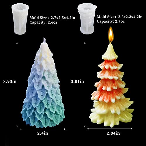 Wehous 4PCS Christmas Tree Silicone Mold, 3D Candle Molds for Candle Making, Tree Shaped Silicone Epoxy Resin Mold, Ornament Mould for DIY Wax Candle Soap Art Craft Cake Chocolate Home Decor - Image 2