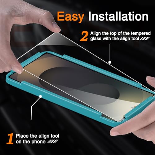 Milomdoi 3 Pack Screen Protector for Samsung Galaxy S25 Ultra with 3 Pack Camera Lens Protector,Ultra 9H Tempered Glass Accessories,[Support Fingerprint Unlock] Easy Installation,Case Friendly - Image 3