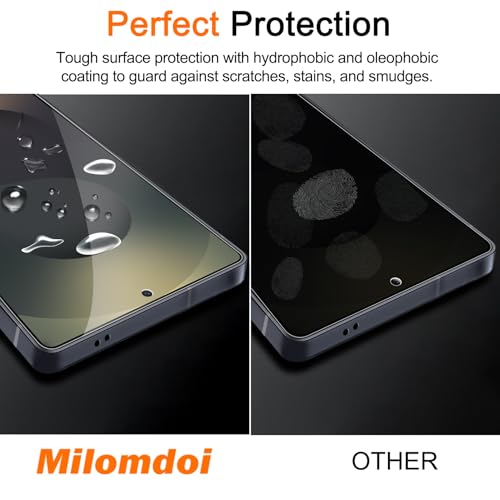 Milomdoi 3 Pack Screen Protector for Samsung Galaxy S25 Ultra with 3 Pack Camera Lens Protector,Ultra 9H Tempered Glass Accessories,[Support Fingerprint Unlock] Easy Installation,Case Friendly - Image 4
