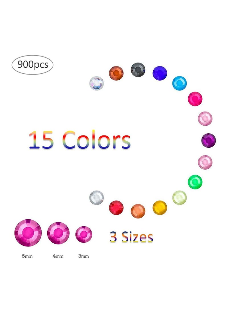 SYOSI - Crystal Gem Stickers Rhinestone Self Adhesive Jewels Sticker for Face Eyes Nails Kids DIY Craft Cards Embellishment Diamond Decorations 15 Colors 3 Sizes 900PCS - Image 1