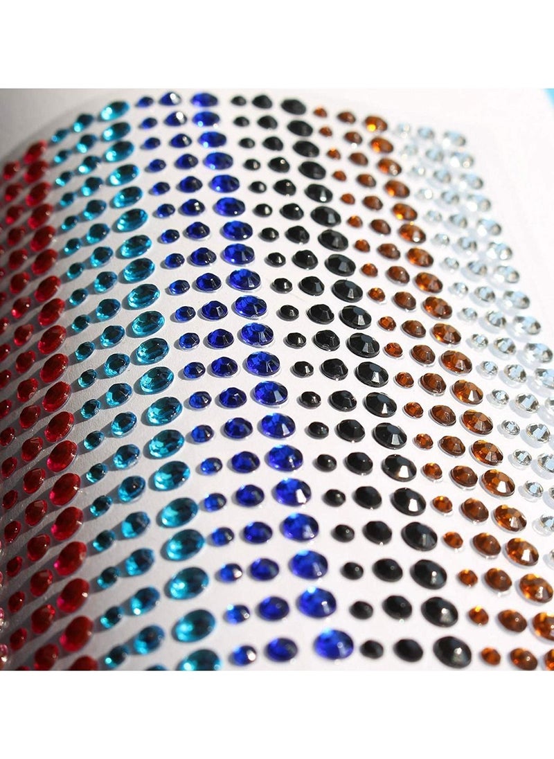 SYOSI - Crystal Gem Stickers Rhinestone Self Adhesive Jewels Sticker for Face Eyes Nails Kids DIY Craft Cards Embellishment Diamond Decorations 15 Colors 3 Sizes 900PCS - Image 1