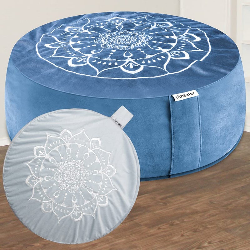 Hihealer Hihealer Meditation Cushion  Large Velvet Zafu Floor Pillow for Adults and Women  Comfortable Yoga Pillow with Traditional Tibetan Buckwheat Filling for Meditation and Relaxation