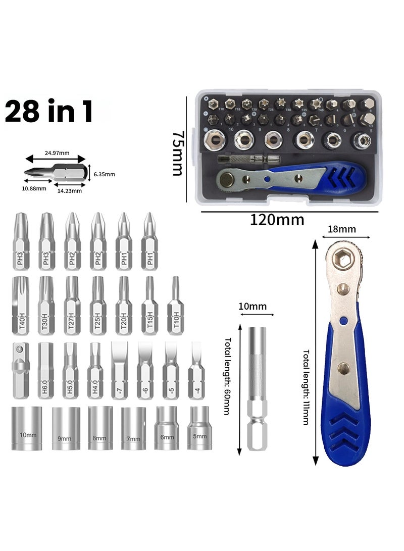 general 28-in-1 multifunctional ratchet screwdriver magnetic tool set for automotive repair meets maintenance needs - Image 2