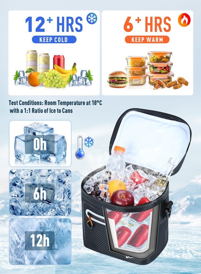 Sydioor 7 Can Small Cool Bag Insulated - Portable Mini Cooler bag Waterproof & Leakproof Thermal Lunch Bag for Camping, Picnic, Beach, BBQ, Gift for Men & Women, Carbon Black - Image 2