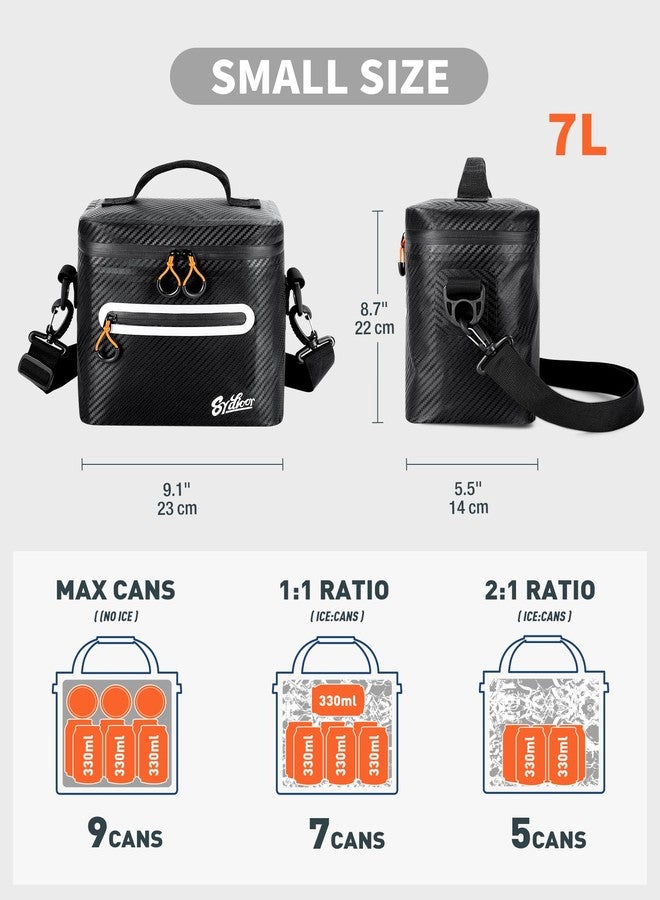 Sydioor 7 Can Small Cool Bag Insulated - Portable Mini Cooler bag Waterproof & Leakproof Thermal Lunch Bag for Camping, Picnic, Beach, BBQ, Gift for Men & Women, Carbon Black - Image 4