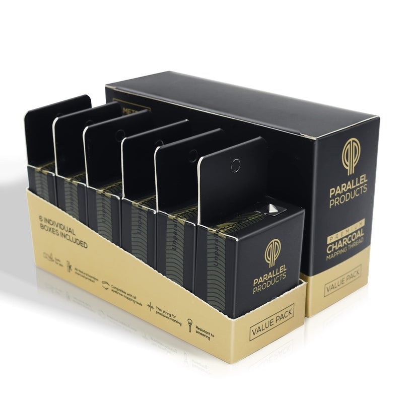 Parallel Products - Premium Eyebrow Mapping String for Microblading - Pre-Inked - 1 mm Charcoal Thread - Essential Brow Microblading Supplies - 15 Meters per Box (6-Pack) - Image 2