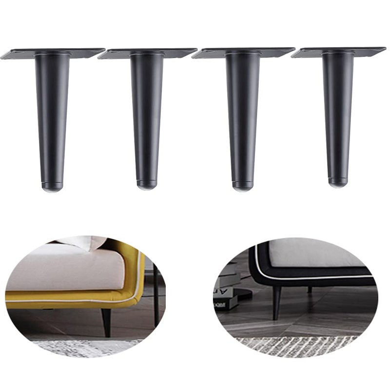 Alxeh Straight Furniture Table Legs 4 Inch, Round Tapered Metal Furniture Legs Black, Modern Dresser Cabinet Sofa Support Feet Replacement, Set Of 4 - Image 1