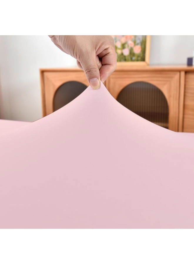 Amonsa Oval Fitted Tablecloth with Elastic Edge:Not Vinyl Tight Stretchy Fabric Table Cover Washable Anti-Wrinkle Table Cloth for Outdoor Party Table Protector Pink 48×68 Inch - Image 3