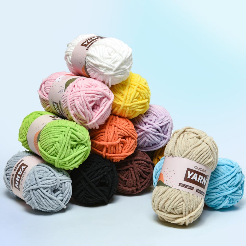 OMoiut Plush Chenille Chunky Crochet Yarn - Baby Yarn for Crocheting Soft - Velvet Yarns Knitting for Blankets Crafts - Fluffy Amigurumi Yarns 50g / 65.6yd (Light Coffee) - Image 5