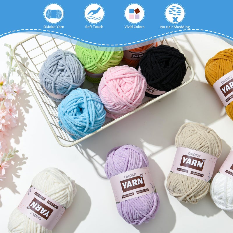 OMoiut Plush Chenille Chunky Crochet Yarn - Baby Yarn for Crocheting Soft - Velvet Yarns Knitting for Blankets Crafts - Fluffy Amigurumi Yarns 50g / 65.6yd (Light Coffee) - Image 3