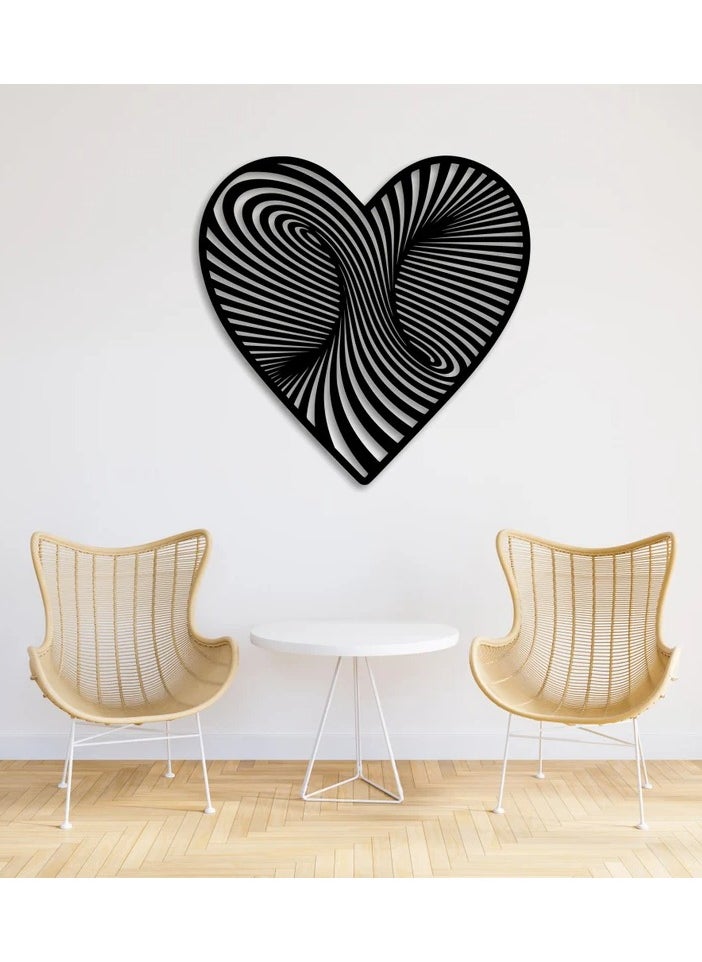 MIRFA Wooden Wall Art With Self Adhesive Base - Black (3D Illusion - Heart)  - Image 3