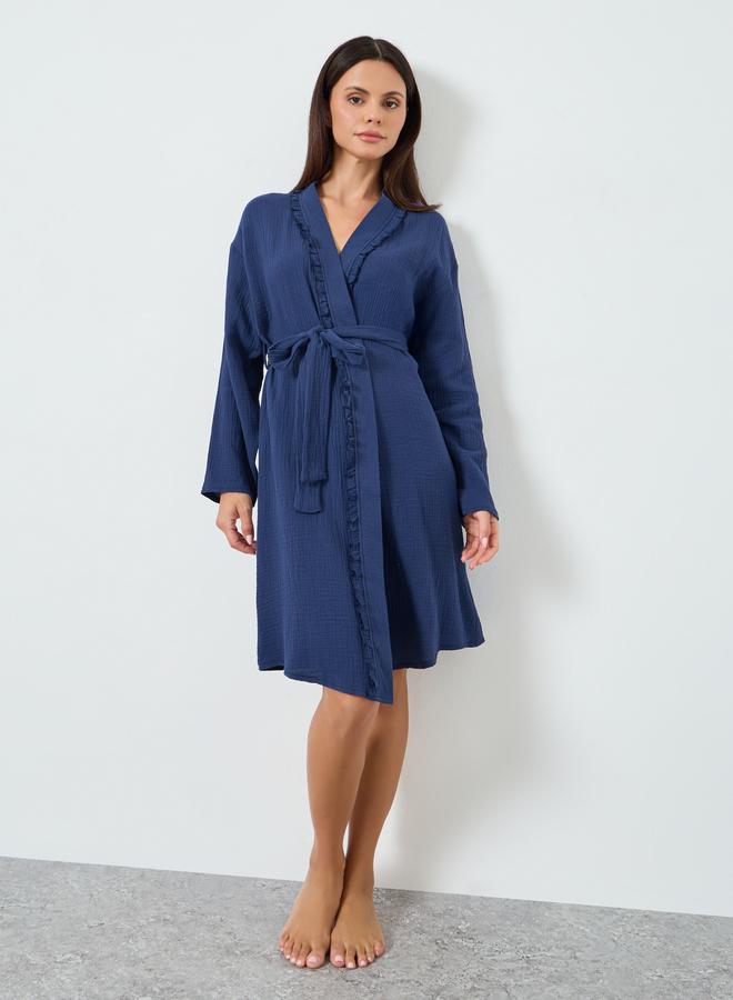 Styli COTTON GAUZE RUFFLE EDGE ROBE - KNEE - Image 1