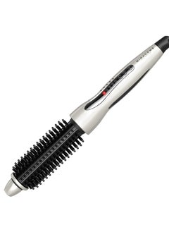 MIRACOMB Hair Curler Straightening Brush  Ceramic Tourmaline Flat Curling Iron  Cool Touch Round Brush PRO Multi Styler with 5 Heat Adjustments 1 Inch Barrel White Enhanced 
