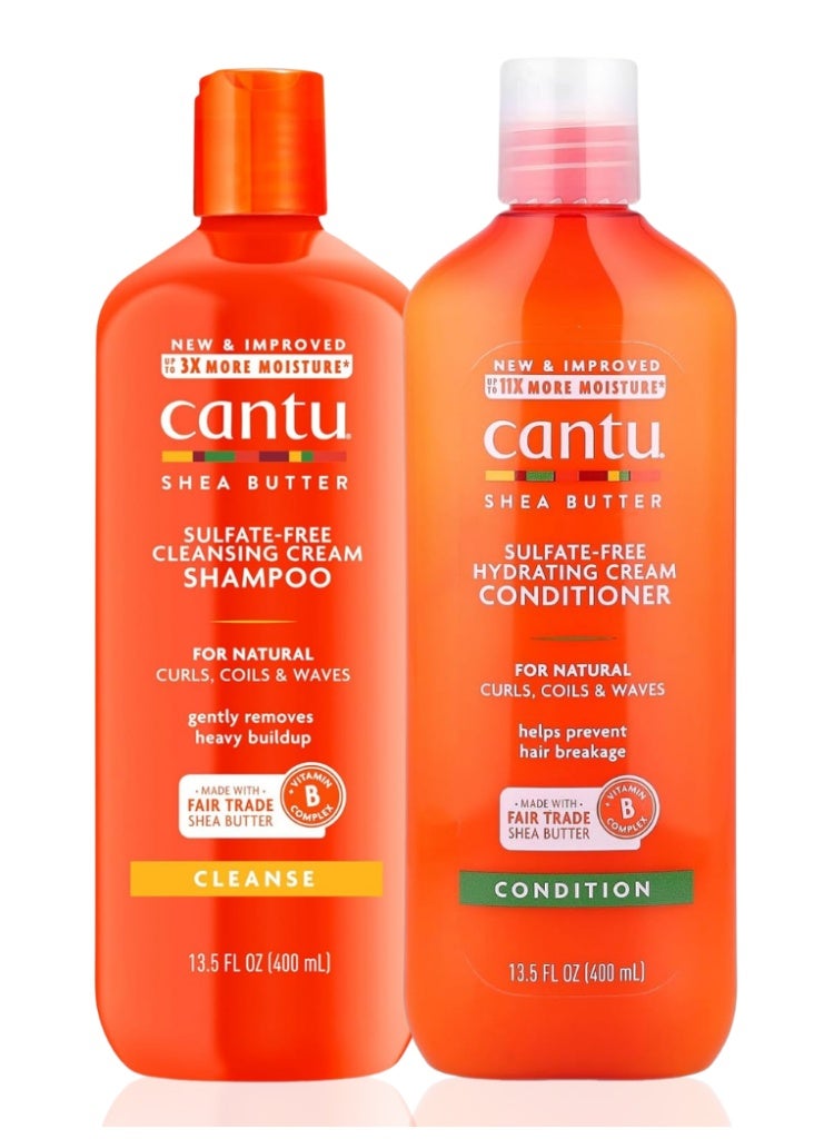 Cantu Shea Butter Sulfate-Free Shampoo and Hydrating Conditioner Set – Moisturizing Hair Care Duo for Natural & Textured Hair - Image 1
