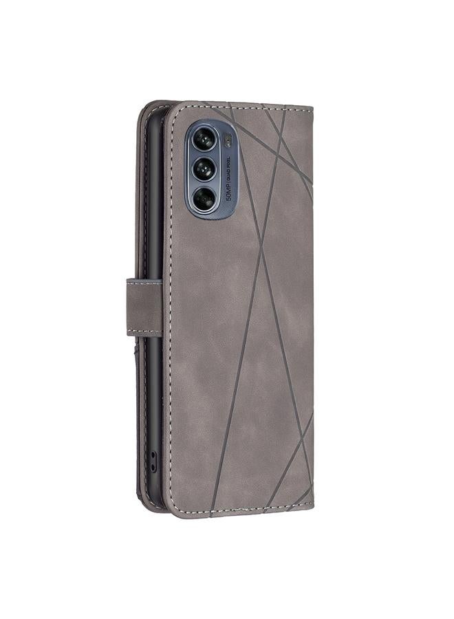 S-TOP Case For Motorola Moto G62 Magnetic Buckle Rhombus Texture Leather Phone Case - Image 3