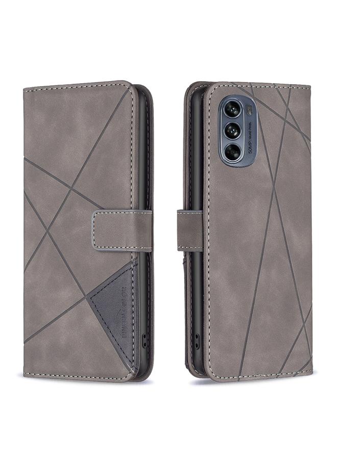 S-TOP Case For Motorola Moto G62 Magnetic Buckle Rhombus Texture Leather Phone Case - Image 1