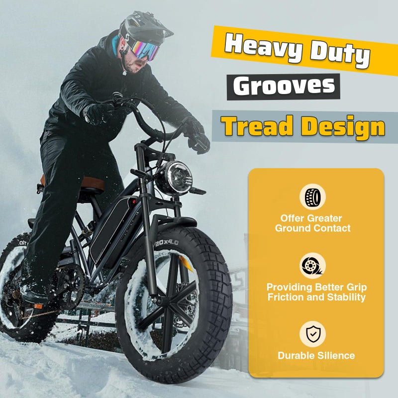 BALINGE 2 Pack with Tube 20 x 4.0 Fat Tire for Ebike, Mountain Bike, Tricycle, Ideal for Snow, Mud, Gravel Road, Heavy Duty Wear-Resistant All-Terrain Tire, Black, 2 Tires 2 Tubes 2 levers - Image 3