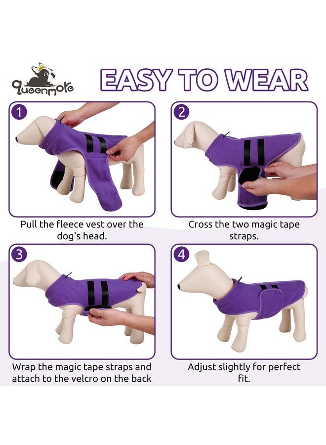 Queenmore Small Dog Sweaters, Soft Fleece Vest Pullover Dog Jacket with Leash Hole, Warm Winter Dog Clothes Cold Weather Doggy Dachshund Sweater for Small Dogs Cats Boy or Girl (Lavender, S) - Image 4