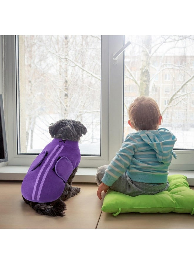 Queenmore Small Dog Sweaters, Soft Fleece Vest Pullover Dog Jacket with Leash Hole, Warm Winter Dog Clothes Cold Weather Doggy Dachshund Sweater for Small Dogs Cats Boy or Girl (Lavender, S) - Image 5