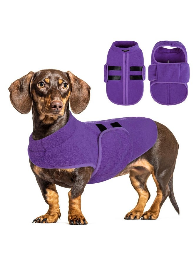 Queenmore Small Dog Sweaters, Soft Fleece Vest Pullover Dog Jacket with Leash Hole, Warm Winter Dog Clothes Cold Weather Doggy Dachshund Sweater for Small Dogs Cats Boy or Girl (Lavender, S) - Image 1