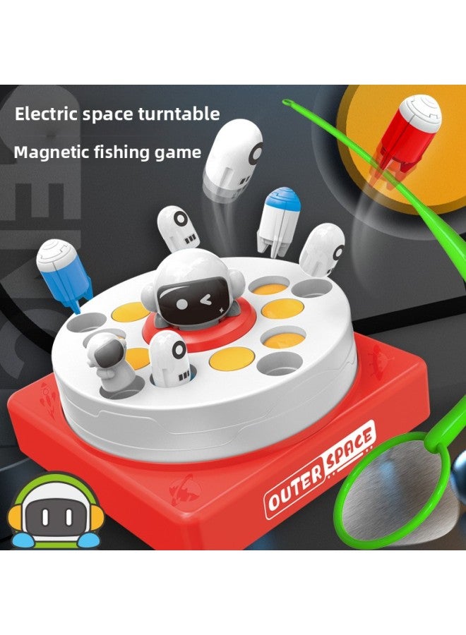 Electric Rocket Launch Fishing Plate Torpedo Turntable Toy Desktop Puzzle Focus Game Parent-child Interaction-Color:Green (Chinese Color Box)