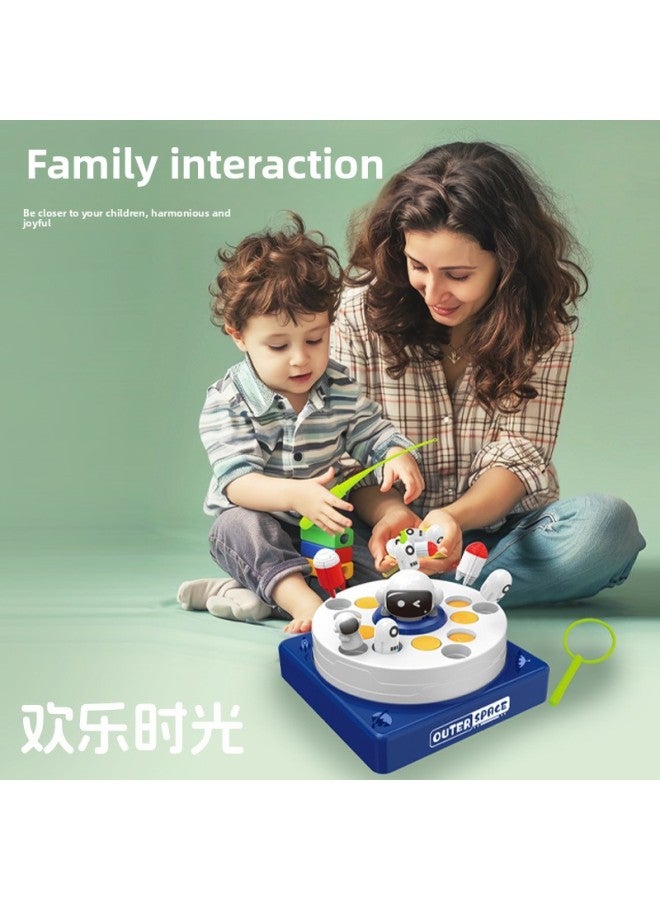 Electric Rocket Launch Fishing Plate Torpedo Turntable Toy Desktop Puzzle Focus Game Parent-child Interaction-Color:Green (Chinese Color Box)