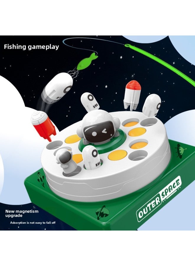 Electric Rocket Launch Fishing Plate Torpedo Turntable Toy Desktop Puzzle Focus Game Parent-child Interaction-Color:Green (Chinese Color Box)