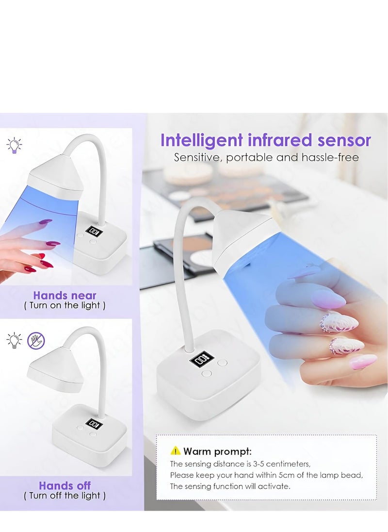 Plan A - UV LED Nail Lamp - 27W Portable Nail Dryer with 9 LED Bulbs, Rechargeable Nail Dryer with Smart Sensor and Digital Display, Perfect for Home Salon with Timers for Gel and Acrylic Nails - Image 1