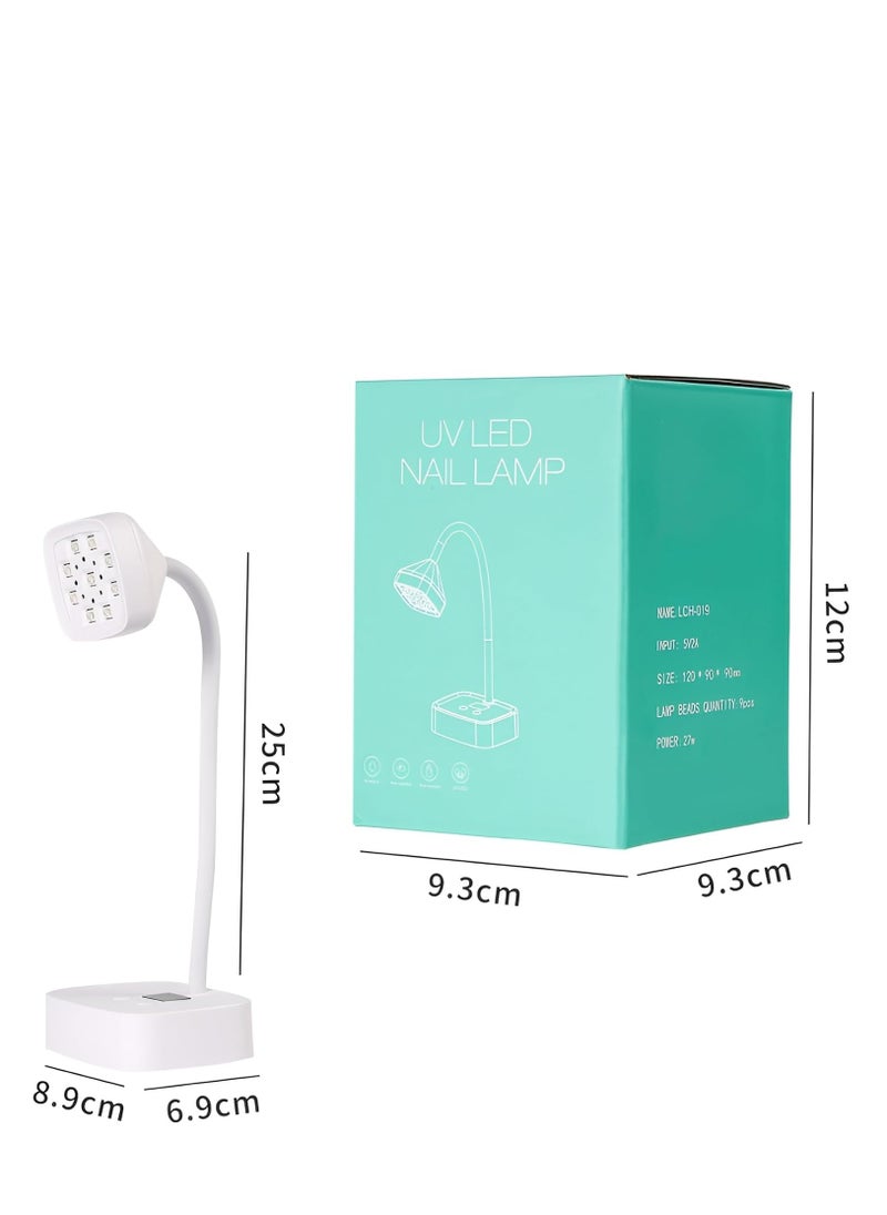 Plan A - UV LED Nail Lamp - 27W Portable Nail Dryer with 9 LED Bulbs, Rechargeable Nail Dryer with Smart Sensor and Digital Display, Perfect for Home Salon with Timers for Gel and Acrylic Nails - Image 1