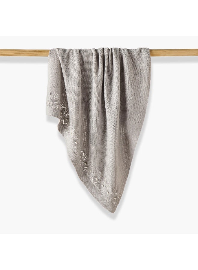 Nini Baby - Organic Cotton Knitted Blanket, Elegant Trim, Antibacterial Finish – Mist Grey, 0-36 Months - Image 1
