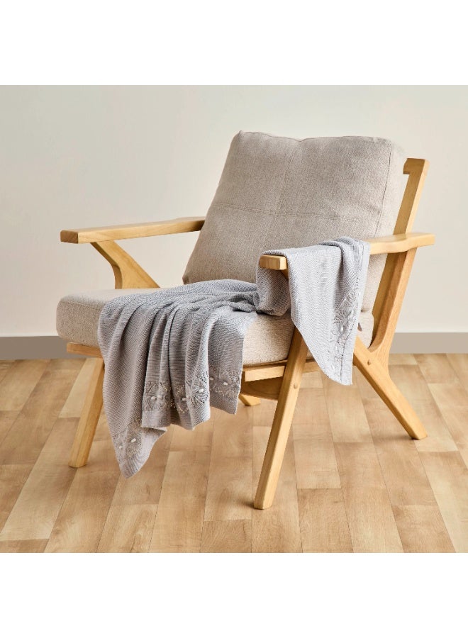 Nini Baby - Organic Cotton Knitted Blanket, Elegant Trim, Antibacterial Finish – Mist Grey, 0-36 Months - Image 3