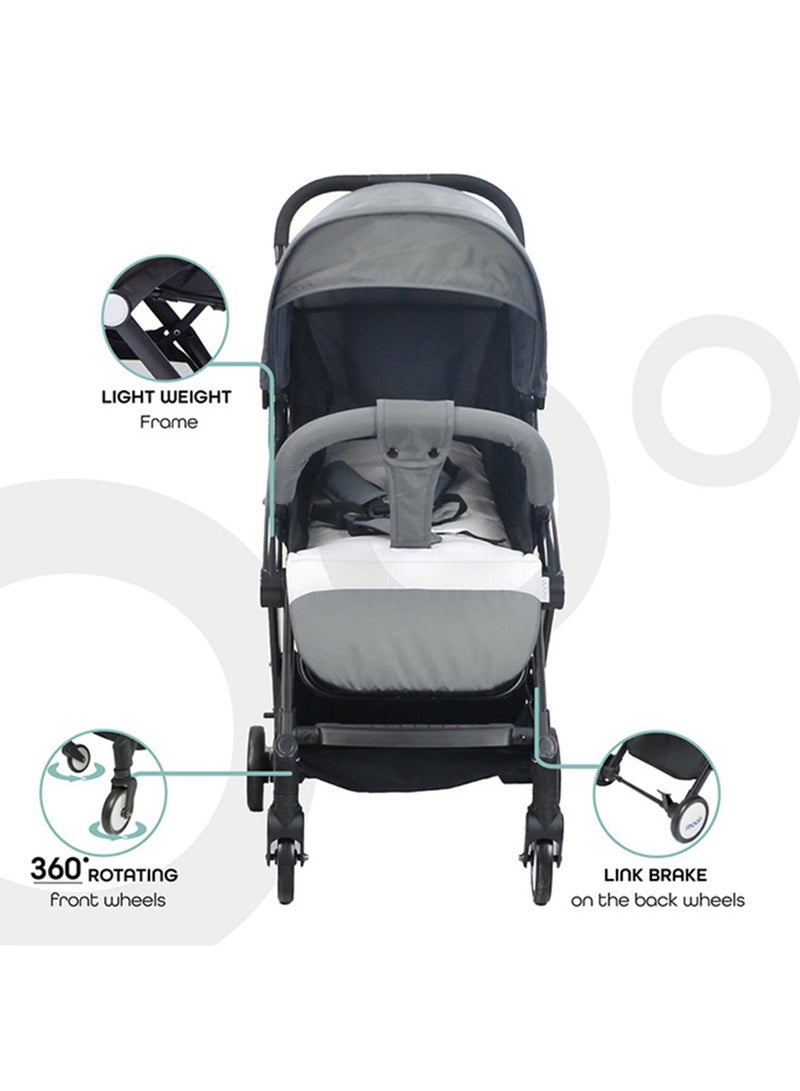 Moon Compact Stroller – Fold, Cabin-Approved, Air Travel Friendly, Lightweight, Easy Carry, for 0–3Y (0–18kg) – Mid Grey - Image 3