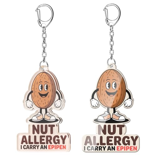 EliteSign Allergy Keychain Set for Kids/Adult – 2Pack with Epipen & Inhaler Inside Tags, Asthmatic, Milk, Nut - Image 1