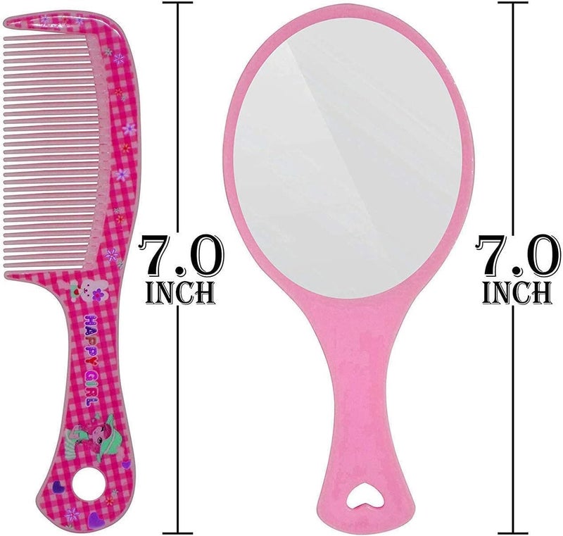 Hair Comb Wide Tooth Comb And Mirror Set For Women And Girls Casual And Travelling Use colour may varyl -MULTICOLOR