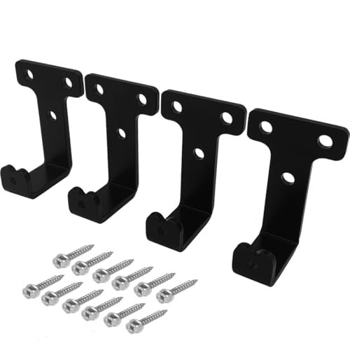 Jouray 4 PCS black heavy duty metal flat j hooks for hanging 180 lbs,wall mount hooks,plant hanger large steel utility masonry industrial hook for Hanging Garage Storage Home Office Gym Sports Equipment(M) - Image 1