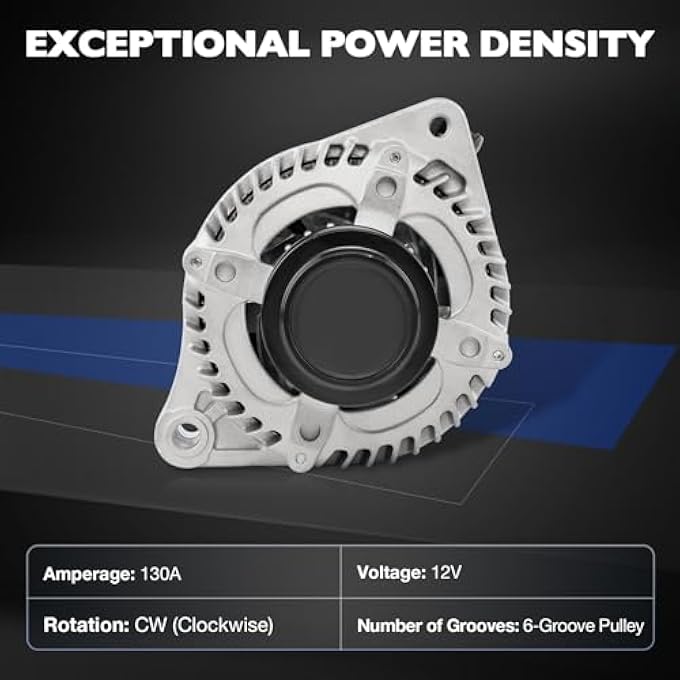 Misakomo 31100-RV0-A11 Alternator Compatible with Honda Odyssey 3.5L V6 2014 2015 2016 2017, Replaces 31100-RV0-A12 31100-RV0-A11RM 104211-8520 11775 11775N, 12V 130A 6-Groove - Image 4
