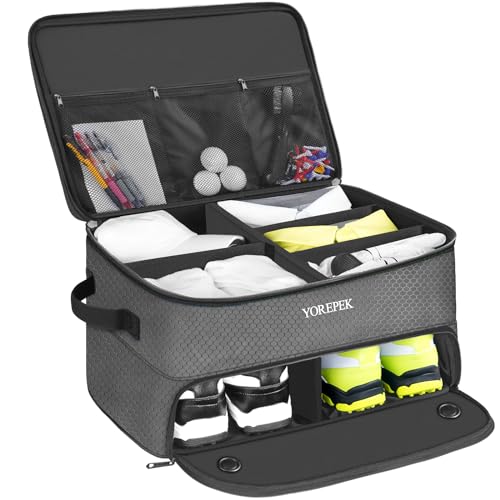YOREPEK 2 Layer Golf Supplies Trunk Organizer, Sturdy Car Trunk Storage Storing All You Golfing Gear In One, Golfing Gear Locker for Car or Truck, Golf Accessories For Men, Gifts For Golfer, GERY - Image 1